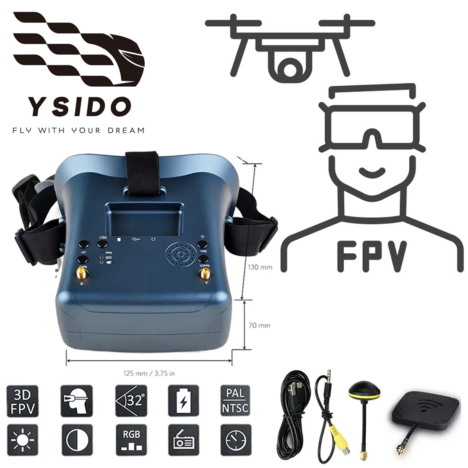 Skyzone Sky04O Pro Fpv Goggles - FPV Goggles 008D 5.8G 40CH 4.3Inch